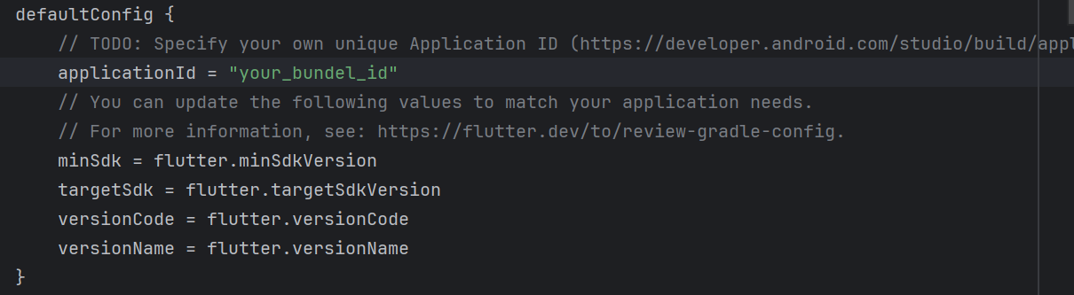 Android applicationId configuration in build.gradle for Foodlay