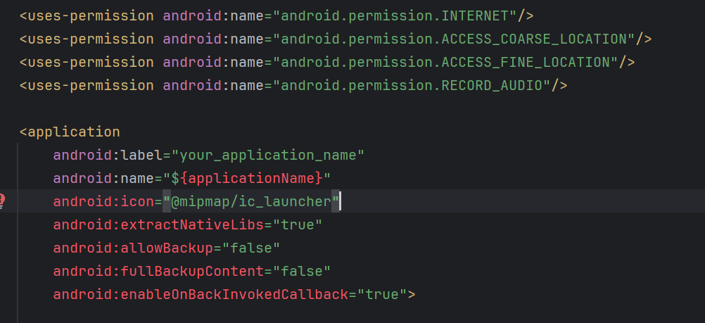 AndroidManifest.xml application label for Foodlay app name